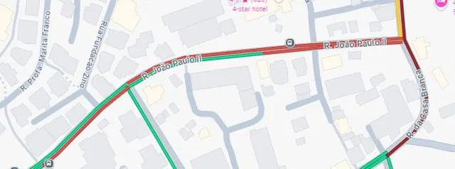 Congestionamento ilustrado no Google Traffic Map