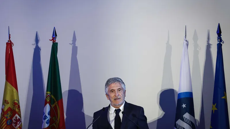 O ministro do Interior espanhol, Fernando Grande-Marlaska, na apresentação do contingente da Frontex, em Lisboa.