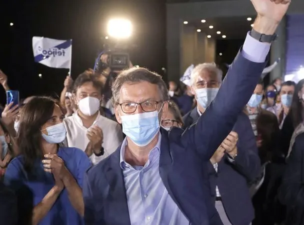 O presidente da Galiza festeja o resultado. FOTO LAVANDEIRA JR/EPA
