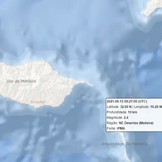 local do epicentro do sismo desta manhã