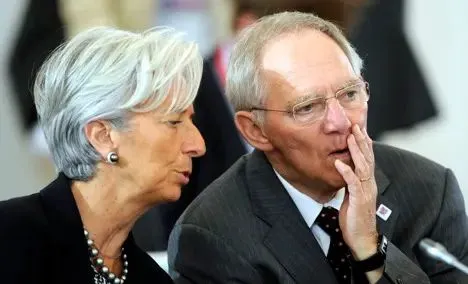 Christine Lagarde, junto ao antigo ministro das Finanças alemão Wolfgang Schäuble, que morreu hoje aos 81 anos.