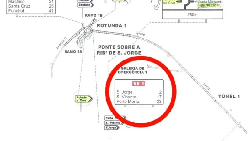 Sugestão de sinalética (circulo vermelho) apresentada pela Autarquia à Direcção Regional de Estradas