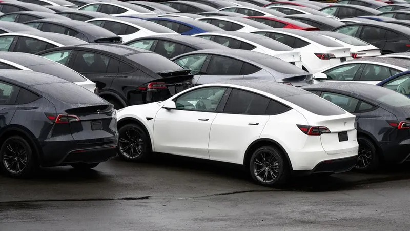 Dos mais de 20 carros, 10 eram Tesla.&nbsp; &nbsp;Foto&nbsp;Ian Dewar Photography / Shutterstock.com