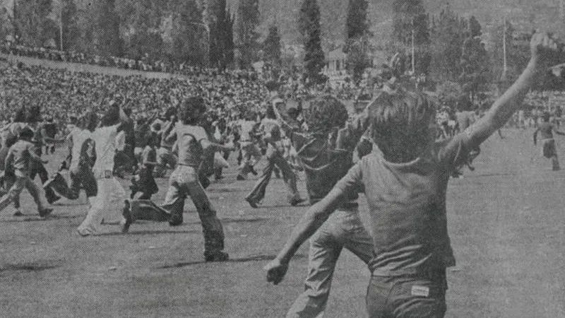 Recorte da primeira página do DIÁRIO de 16 de Maio de 1977.