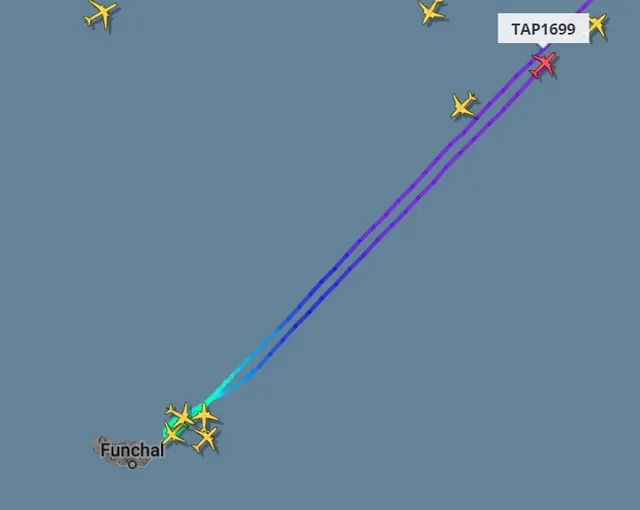 O voo da TAP deveria ter aterrado às 9h00.&nbsp; &nbsp;Foto Flightradar24