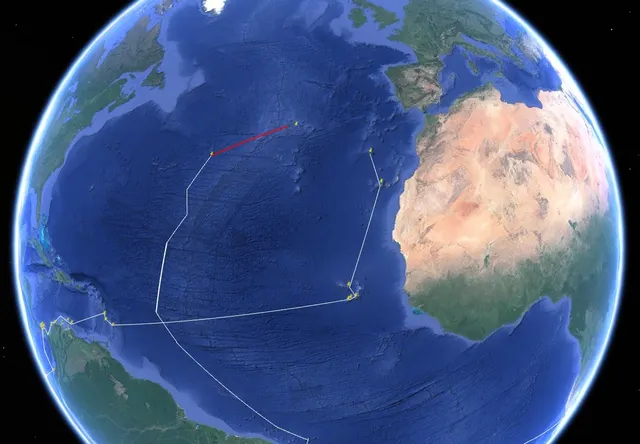 A trajectória desta última etapa da viagem de Henrique Afonso.
