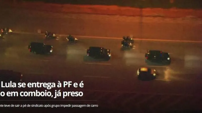 Televisões brasileira acompanham comitiva. Foto/Imagem Globo News