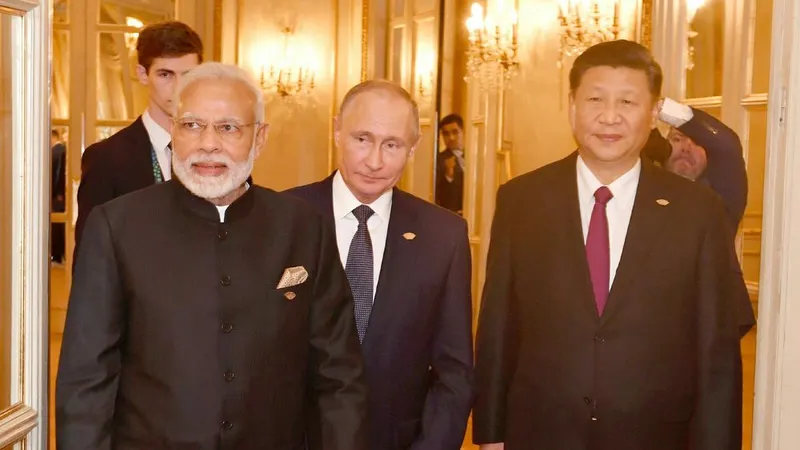 Narendra Modi, Vladimir Putin e Xi Jinping.&nbsp; &nbsp;Foto&nbsp;YashSD/Shutterstock.com