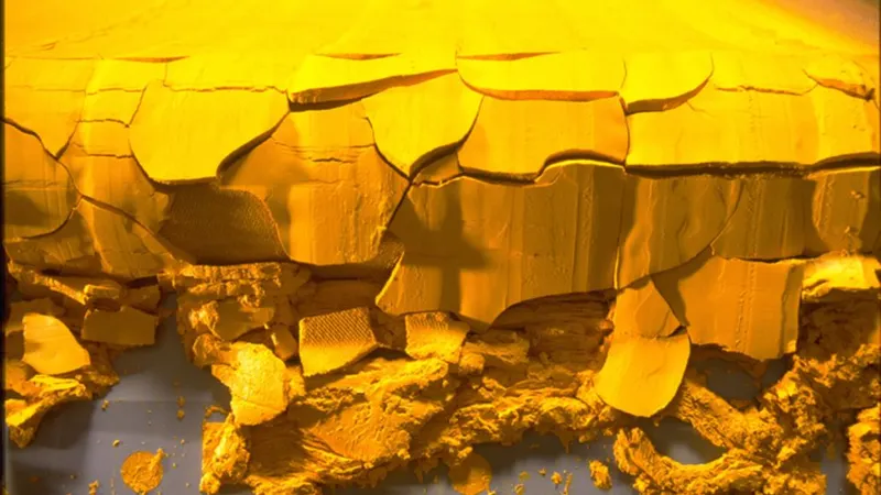 O urânio concentrado ou, como é conhecido, 'bolo amarelo'.&nbsp; Foto DR/Orano Group