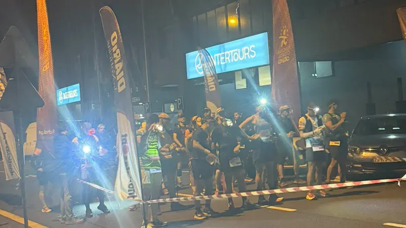Partida da prova de 45 km, no Estádio da Madeira, na Choupana