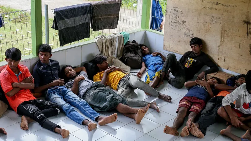 Os refugiados do Myanmar.&nbsp; &nbsp;Foto EPA/AMANDA JUFRIAN/ACT LHOKSEUMAWE/HO